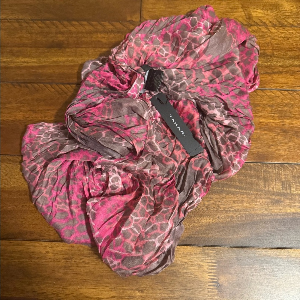 Tahari Pink and Brown Infinity Scarf